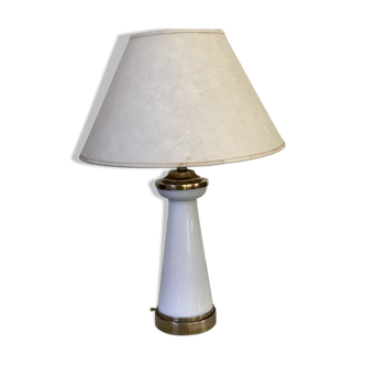 Opaline and brass table lamp