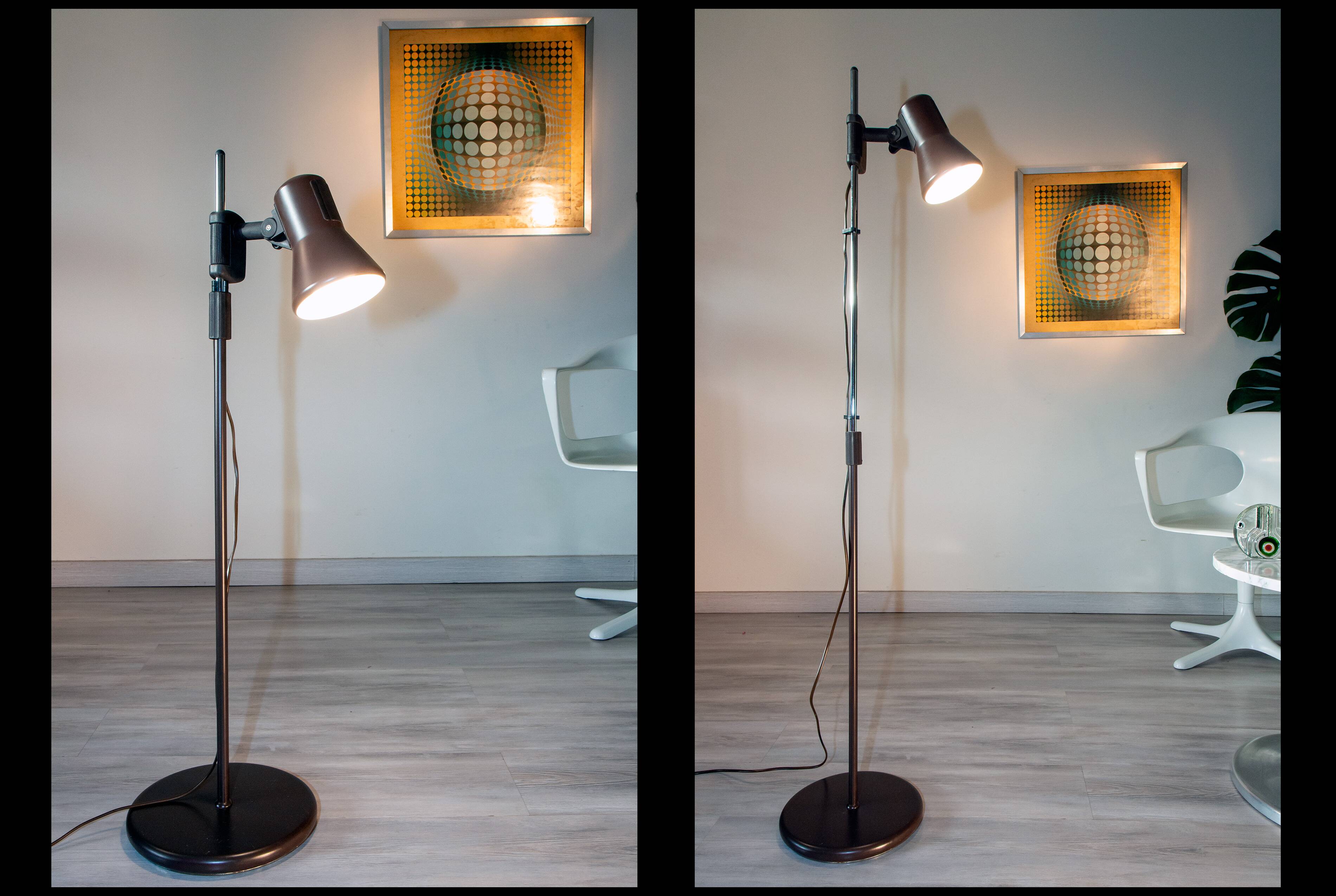 Minimalist floor lamp, adjustable spotlight, Germany 1970-80
