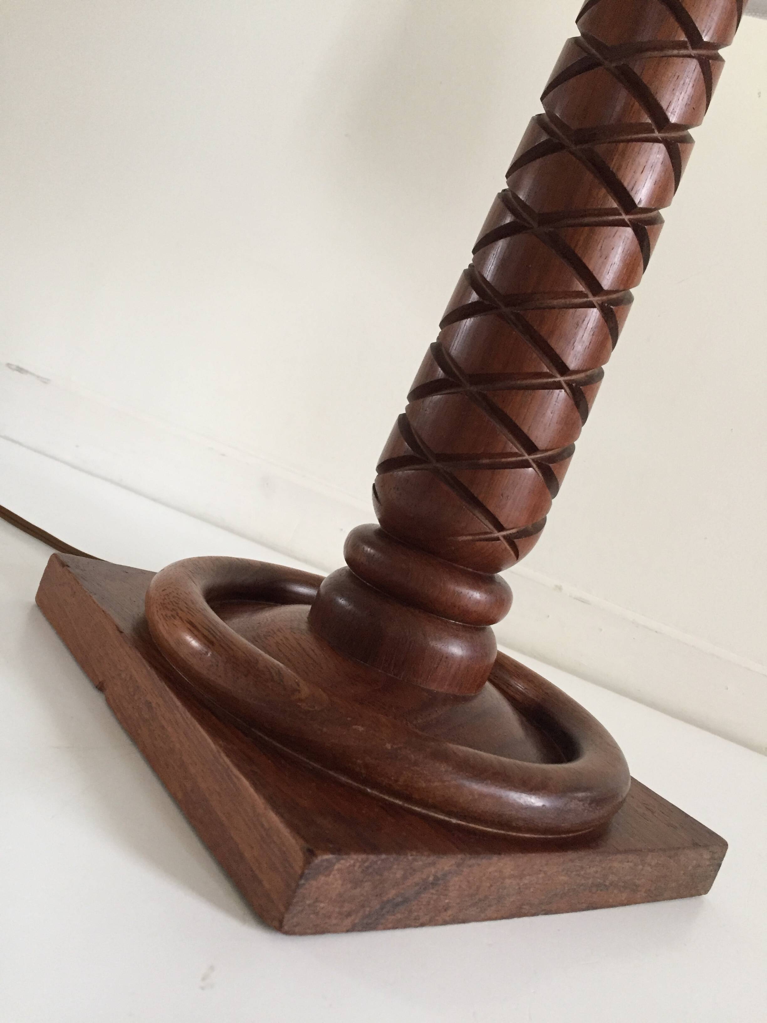 Art deco lamp rosewood carved