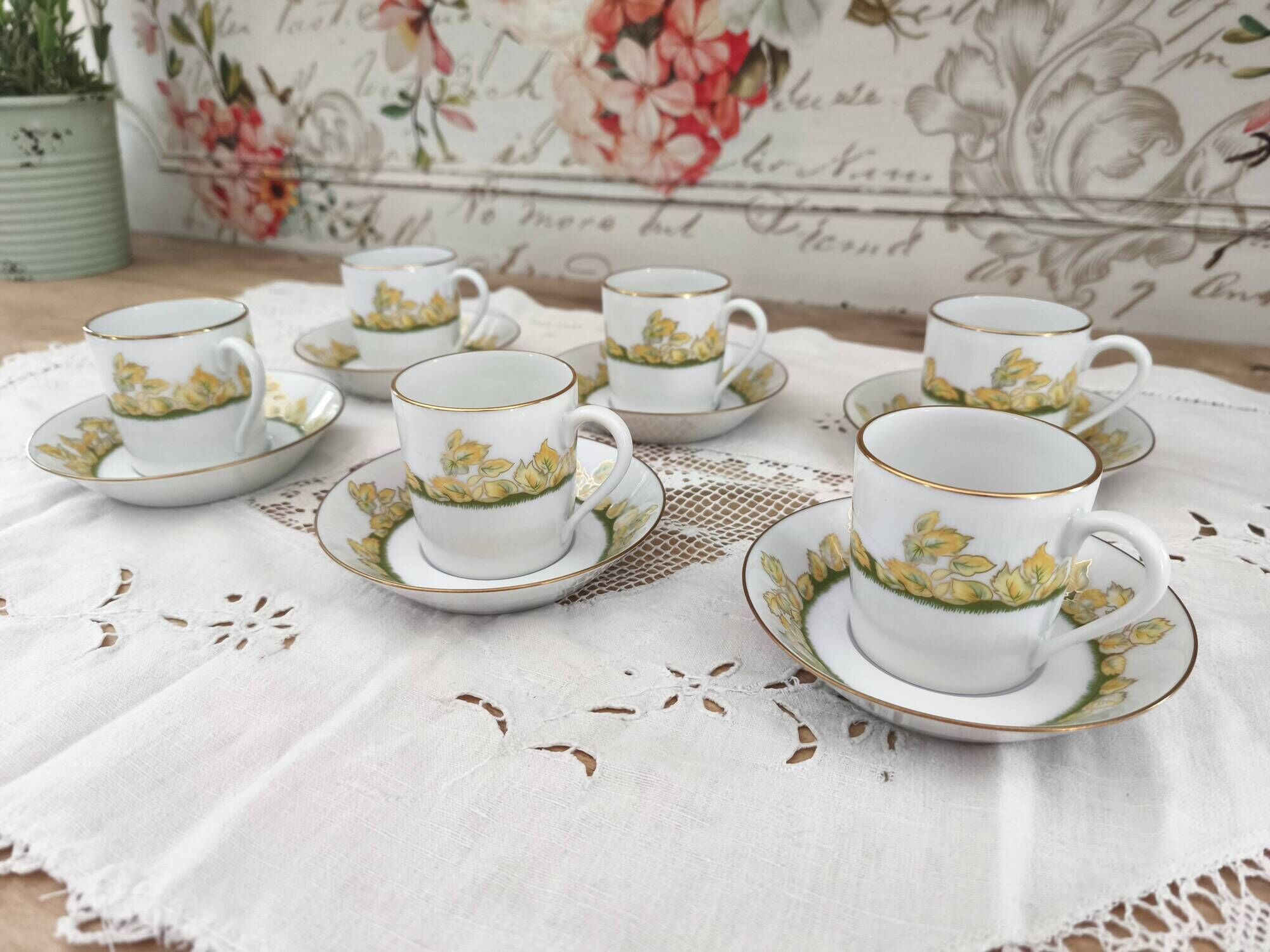 Set of 6 Limoges porcelain espresso cups Hôtel Métropole Brussels