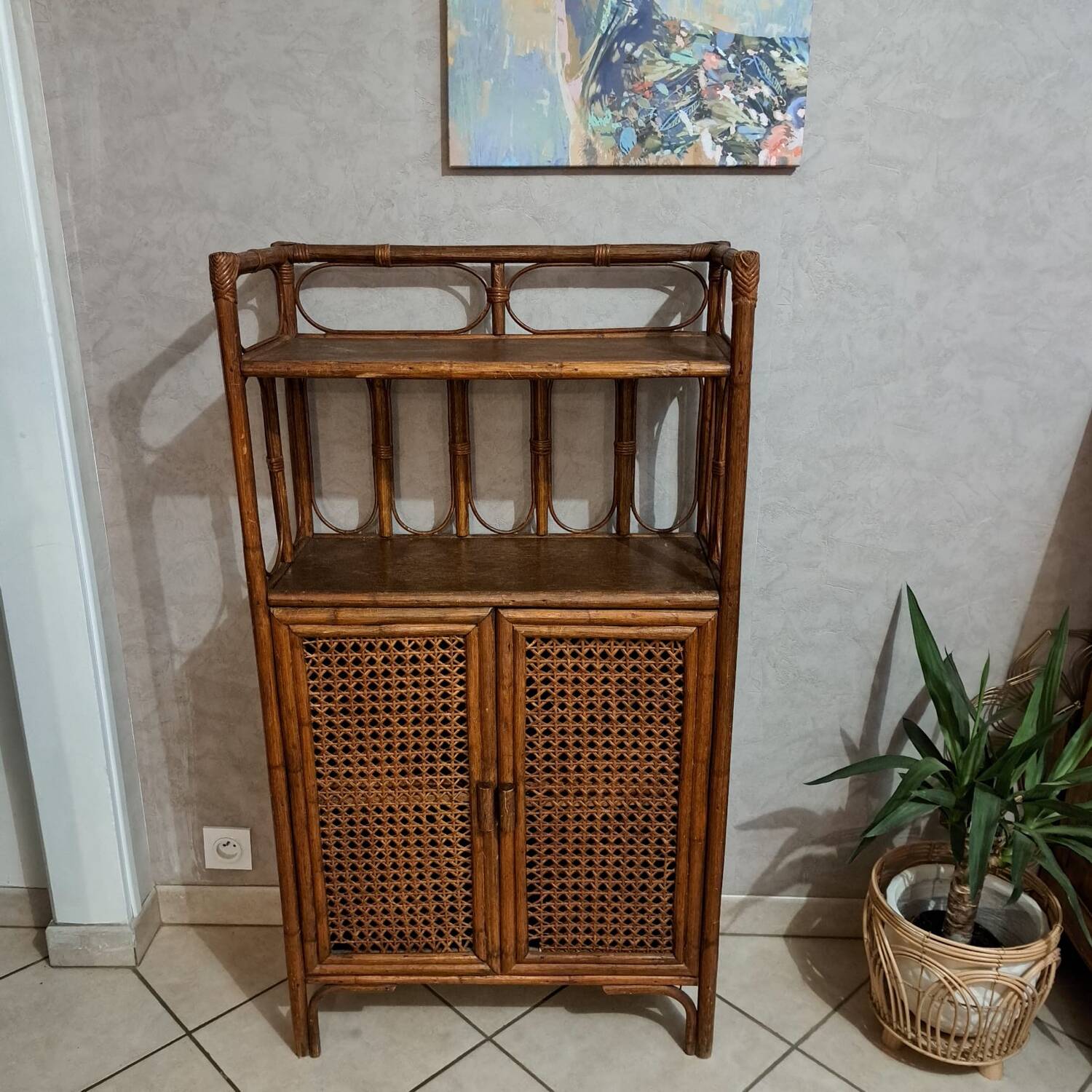 Rattan shelf