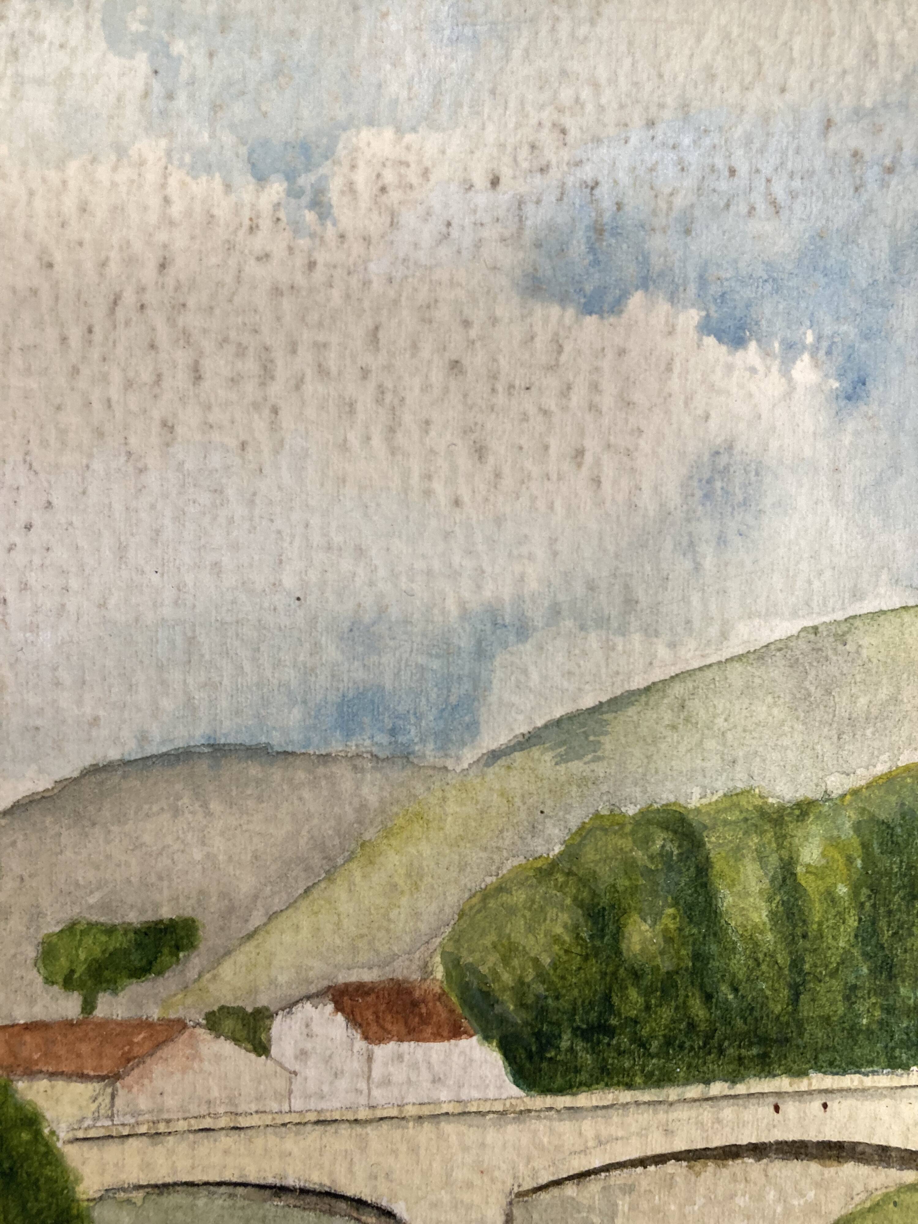 Watercolor seaside landscape recto/verso