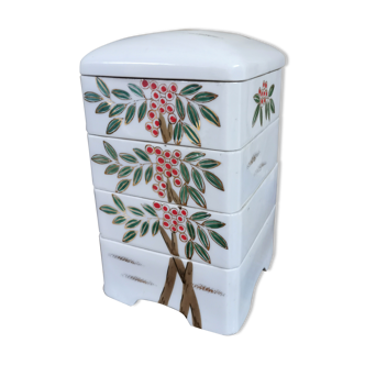 Jubako japanese porcelain jubako, bento, hand painted,stamped by artsite. jewelry box