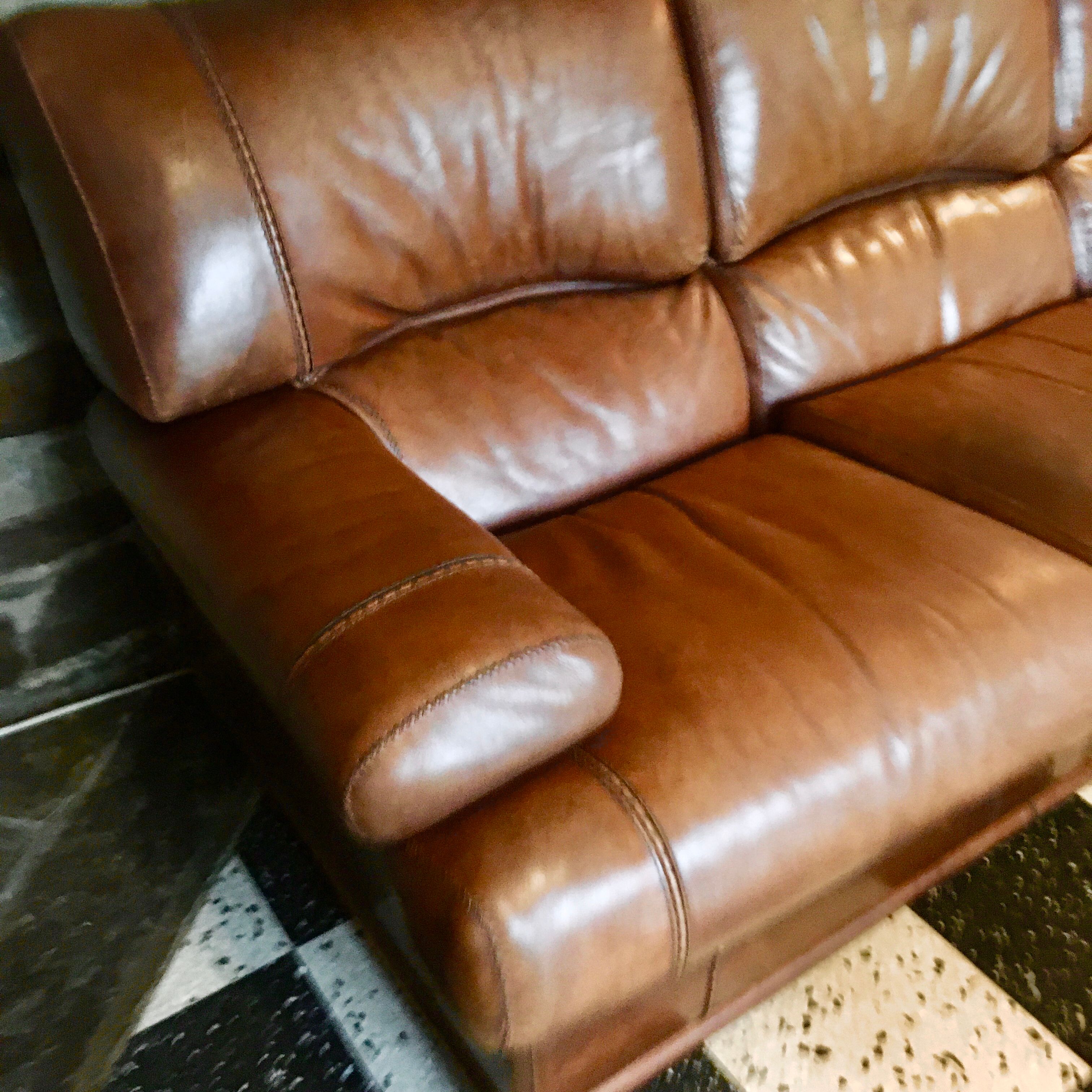 Sofa and leather armchair