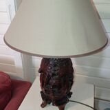 Carved wooden lamp