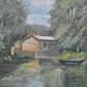Painting painting landscape countryside river pond lake boat boat