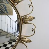 Miroir Soleil « Oeil de Sorcière » en laiton, Deknudt, 1950-60