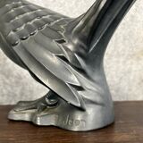 Black lacquered ceramic from the Art Deco period: bird signed Jean