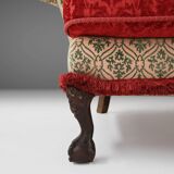 Large Victorian Sofa and Matching Ottoman, United Kingdom, 1890s