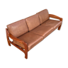 Scandinavian teak and leather sofa from the 70s
