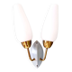 Vintage double wall light in brass and white opaline, 1950s-60s