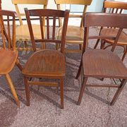 Set of 16 mismatched wooden bistro chairs - vintage - luterma