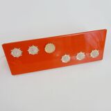 Pair of Scandinavian wall sconces with swivel shade in orange metal. 70