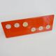 Pair of Scandinavian wall sconces with swivel shade in orange metal. 70