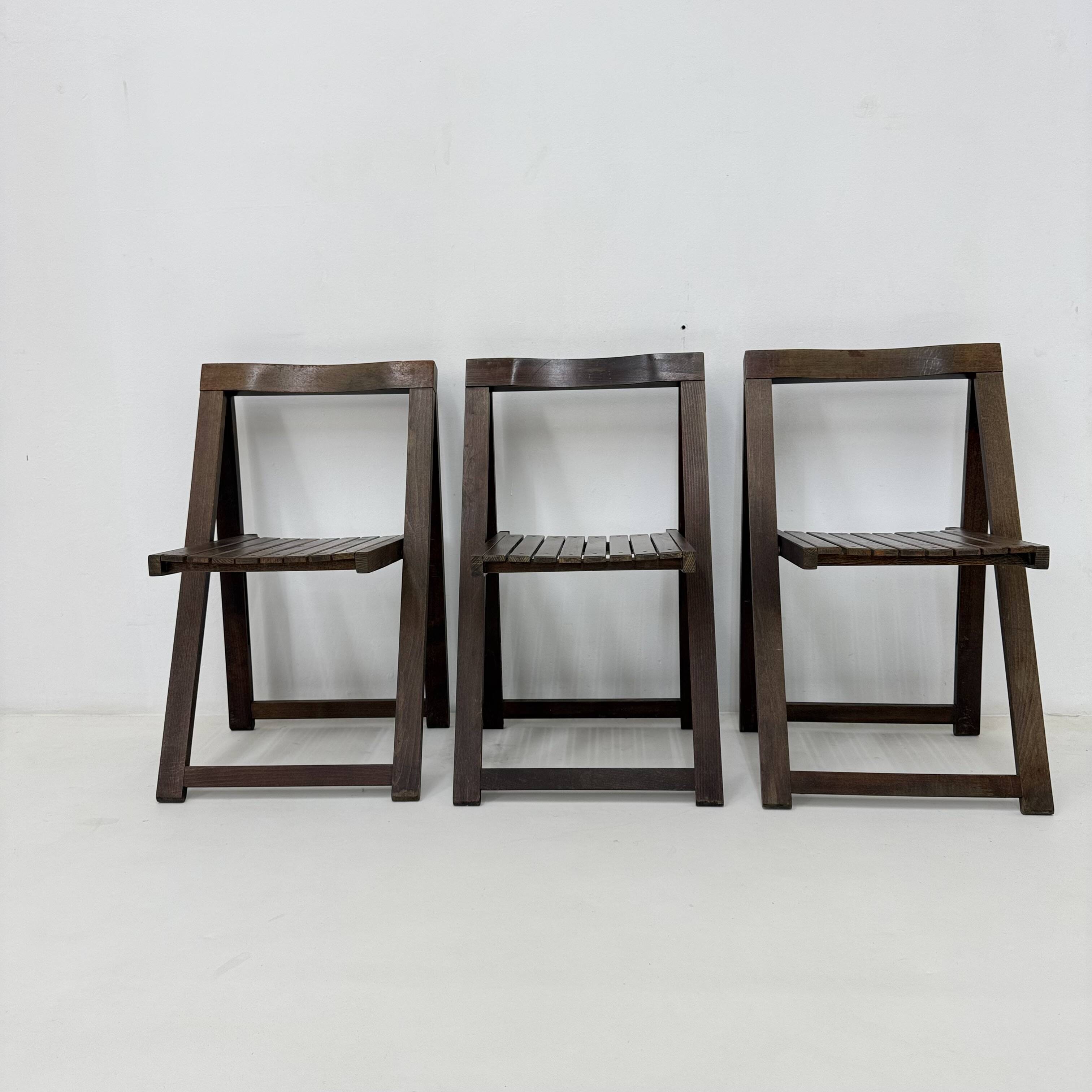 Set of 3  wooden folding chairs, 1960’s