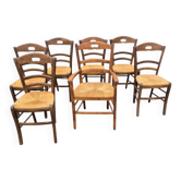 6 chaises + un fauteuil de campagne