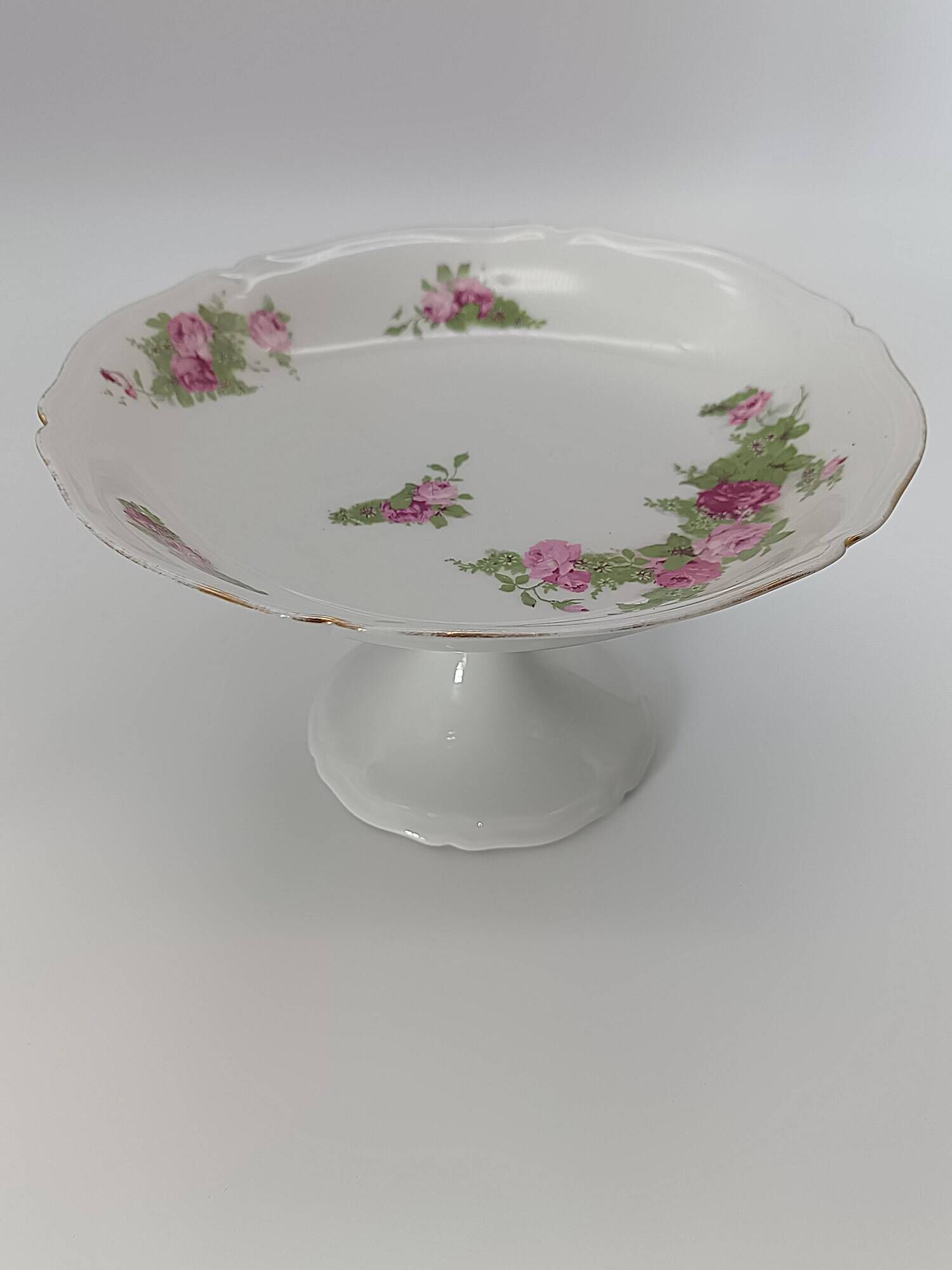 Footed Cup Servant in Limoges Porcelain Floral Decoration Gold Gilding
