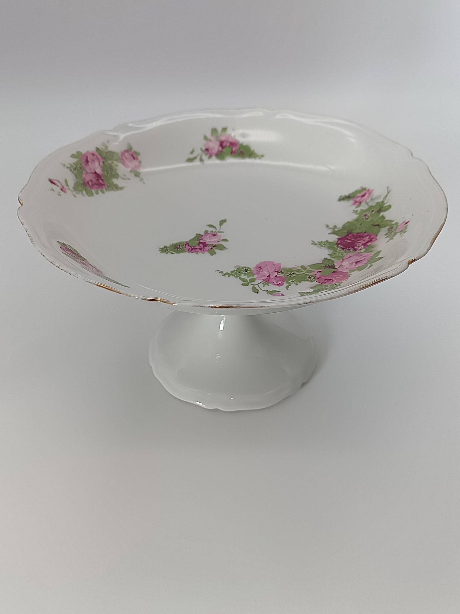 Footed Cup Servant in Limoges Porcelain Floral Decoration Gold Gilding
