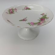 Footed Cup Servant in Limoges Porcelain Floral Decoration Gold Gilding