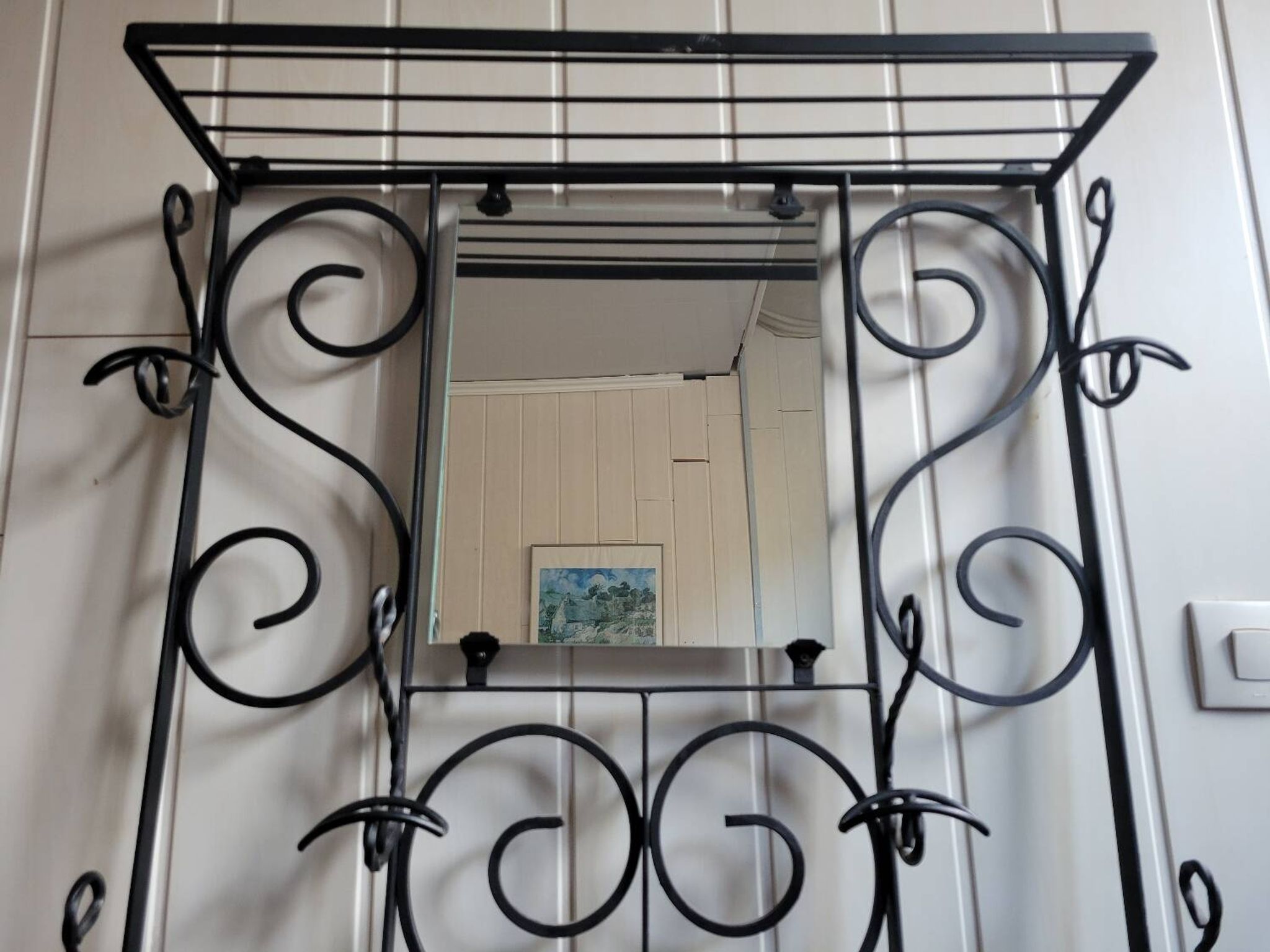 Wrought iron coat and hat rack, 1960s