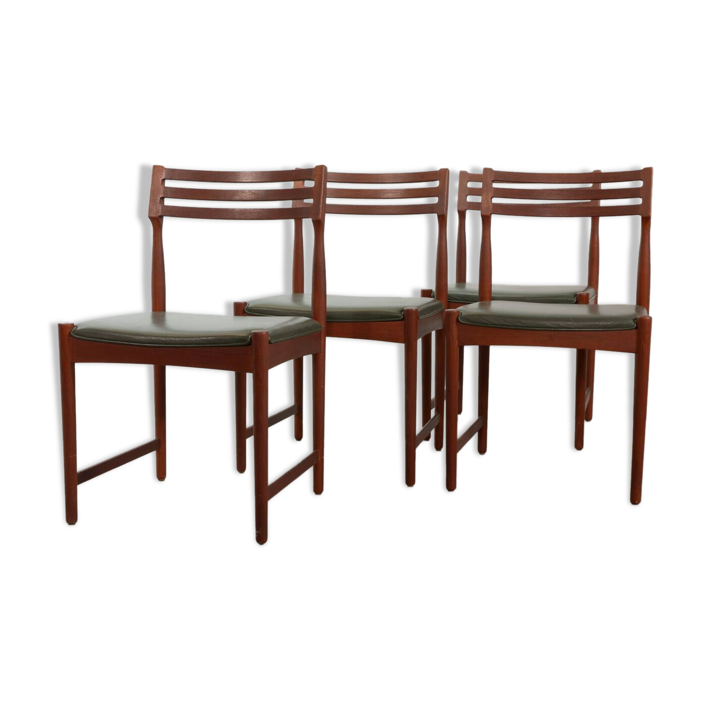 Bovenkamp Vintage Design Teak Wooden Dining Chairs with Leather Upholstery