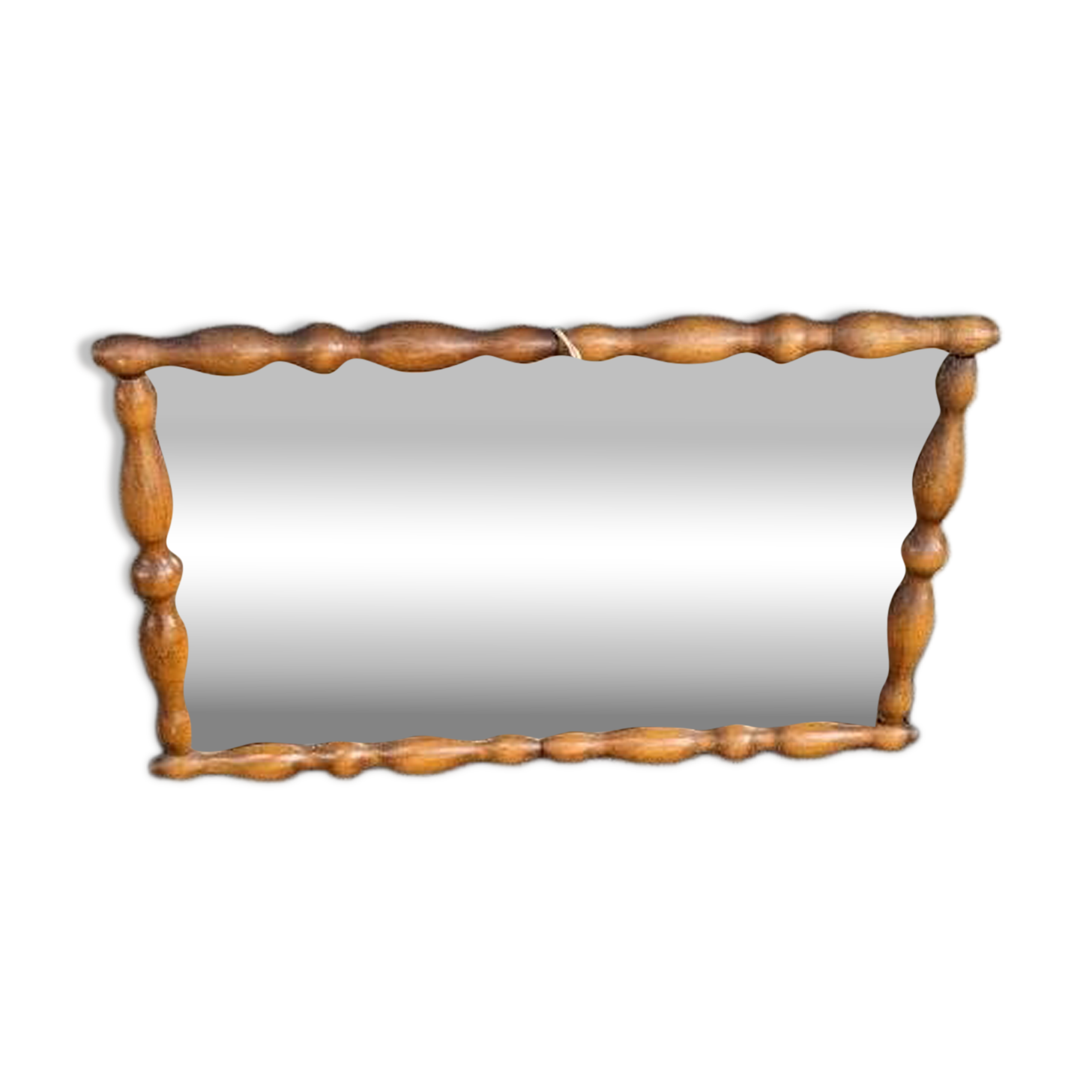 Antique turned wood mirror, handcrafted, country decor