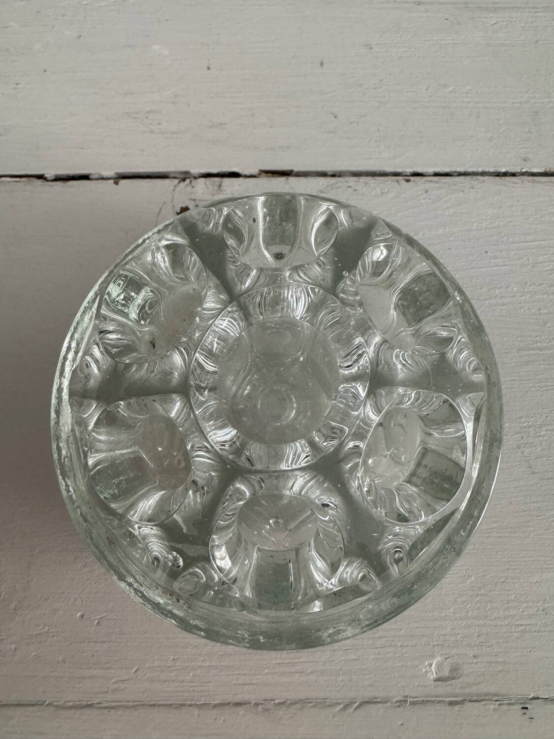 Old molded glass flower picker, 19 holes