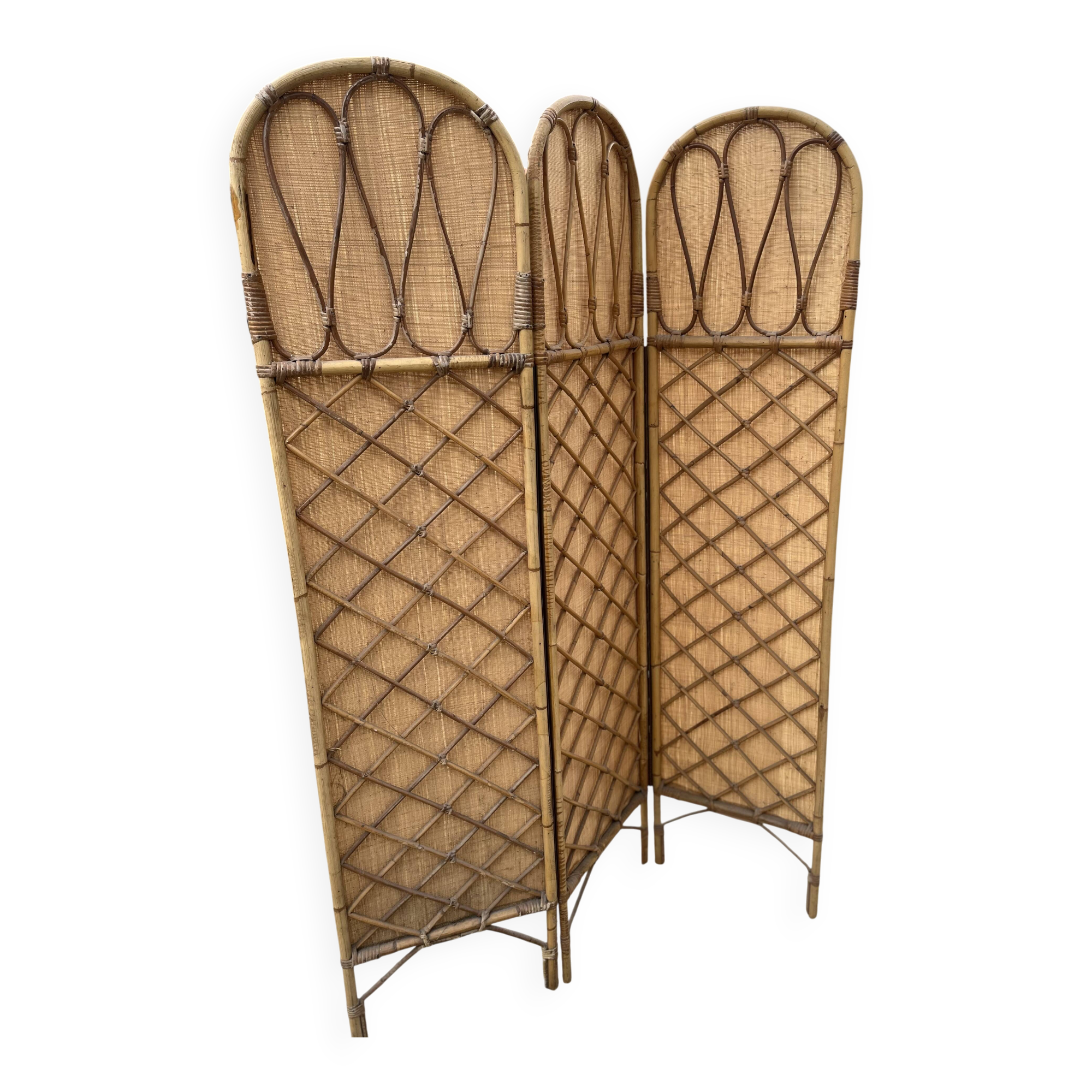 Rattan and bamboo screen