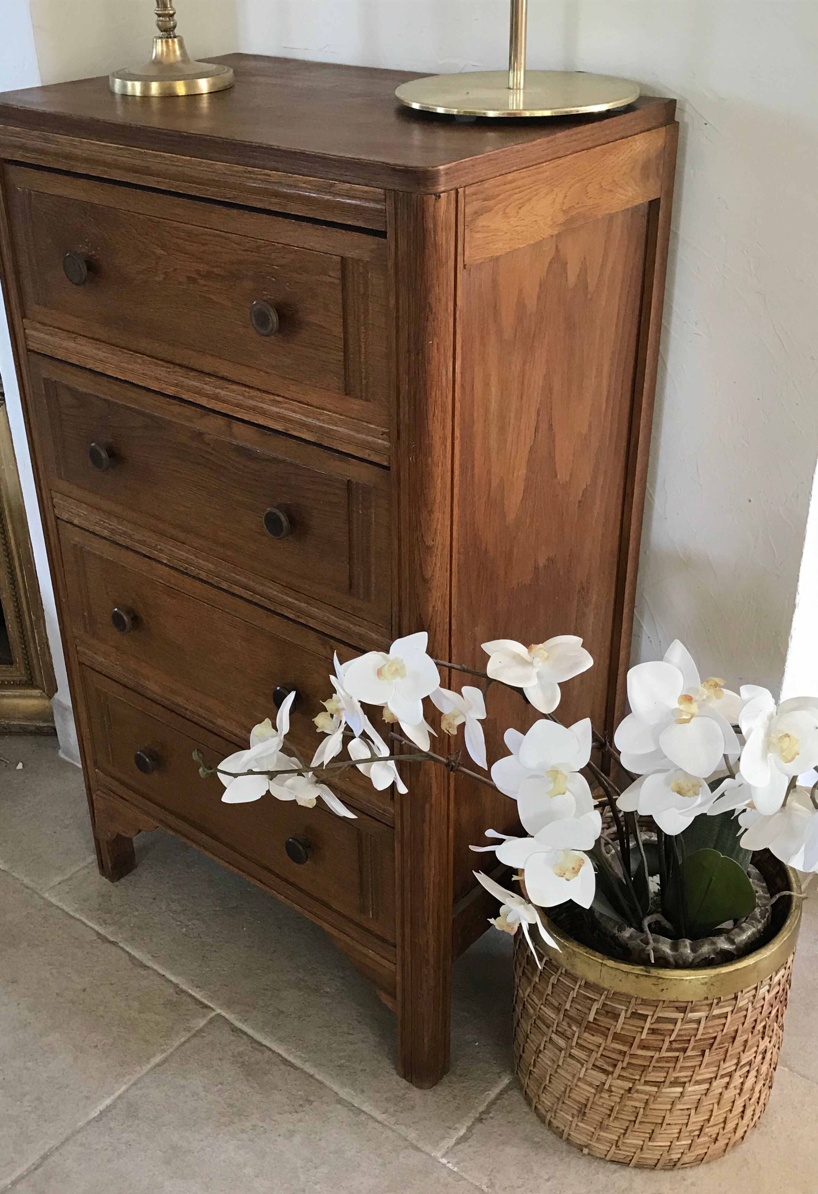 Roasted pot rattan and vintage brass