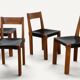 Set of 4 S24 chairs by Pierre Chapo – Solid elm and black leather – 1970