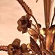 Chandelier with ears of wheat and flowers in gilded metal