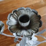 Antique chandelier in cast iron/metal and porcelain