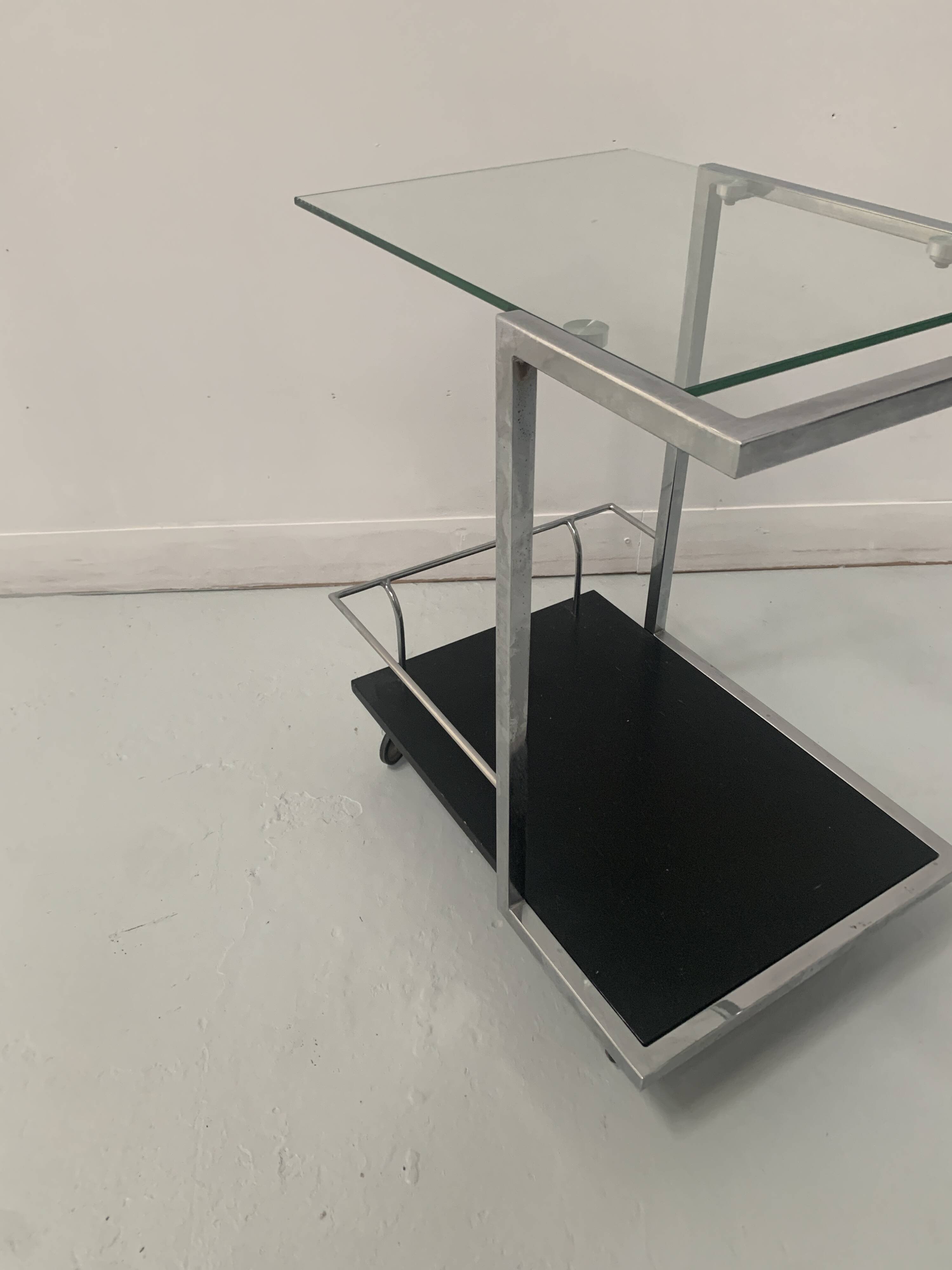 20th century chrome metal rolling serving table