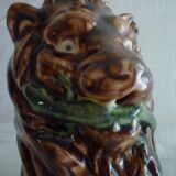 Pichet barbotine tête de lion fin XIXe