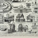 Old engraving from 1898 • Old dwelling 1, architecture • Original and vintage poster