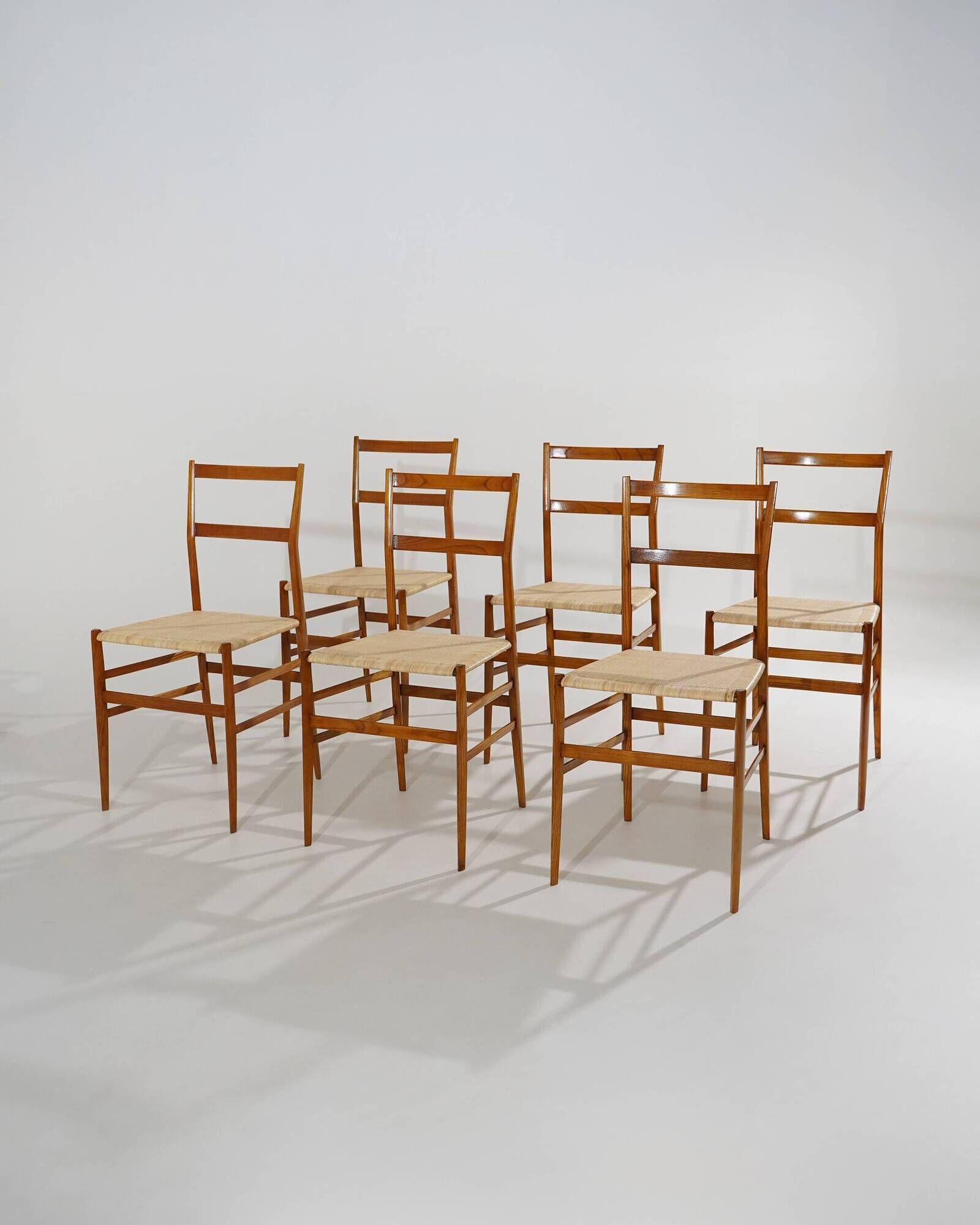 6 Superleggera dining chairs by Gio Ponti for Cassina, 1970’s