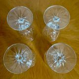 Set of 4 Harlequin glasses in crystal glass from Reims 1950