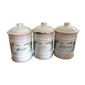 Pots à épice émaillés décor pensées