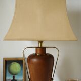 Vintage lamp base Maison le Dauphin in mahogany and brass.