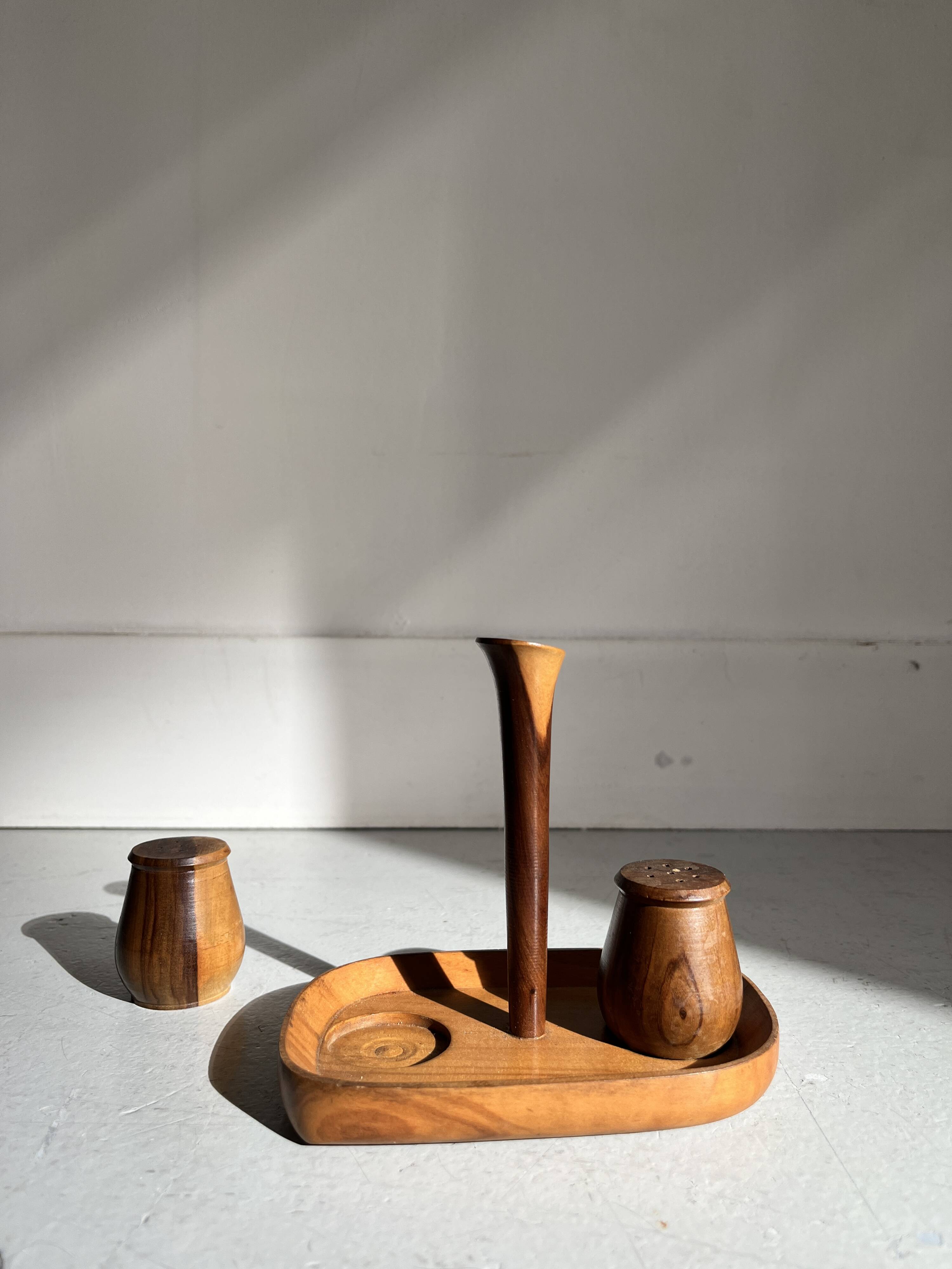 Scandinavian teak wood salt and pepper shaker set, 1950