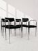 Vintage chairs with double chrome structure and black velvet. 70s