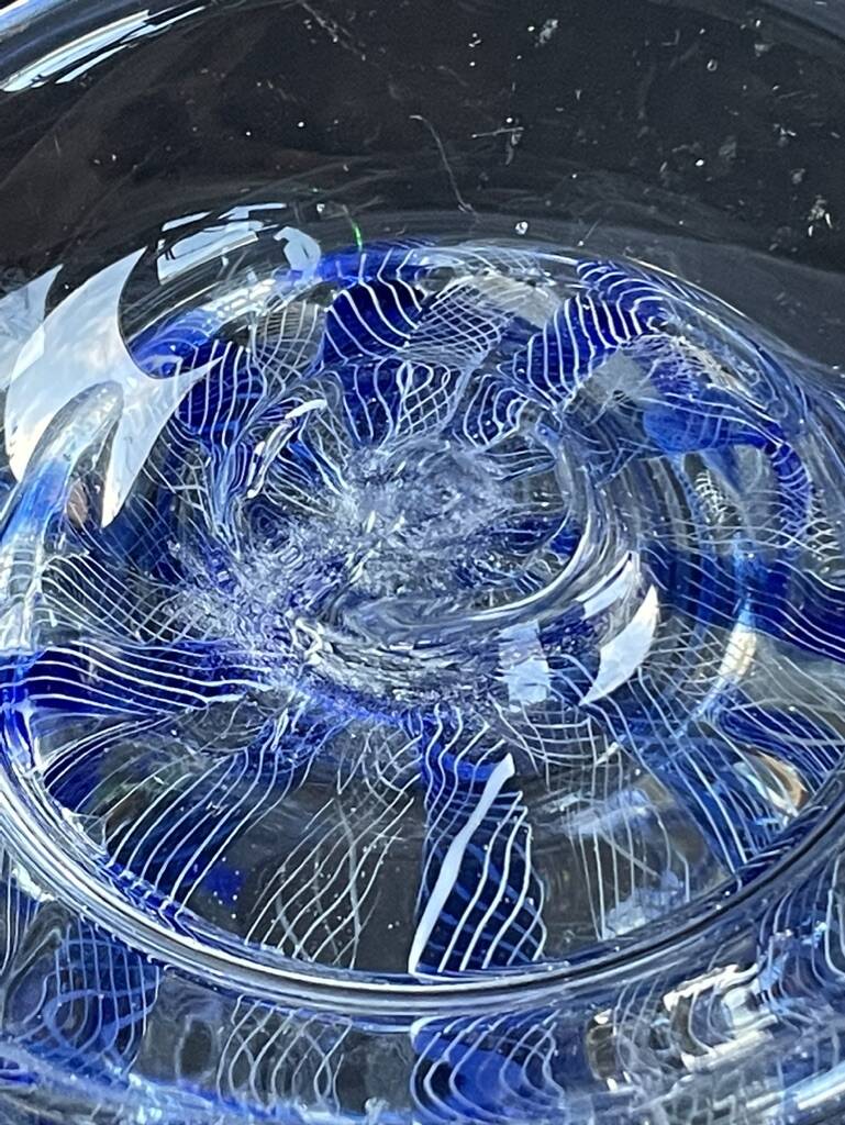 Large blue glass vase with inclusions – Murano art glassware