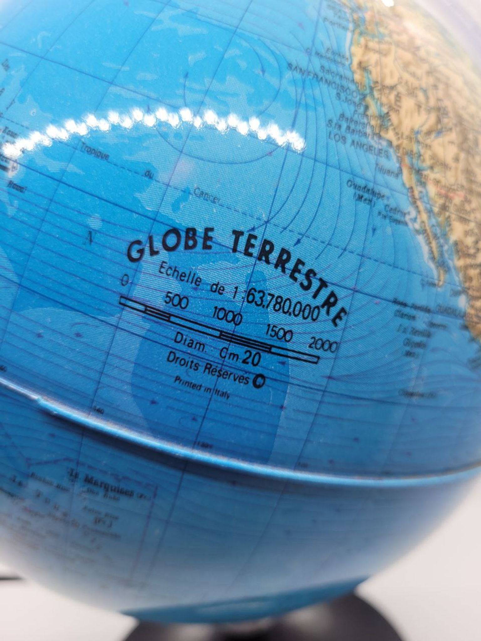 Luminous rotating globe 20cm made in Italy 70s