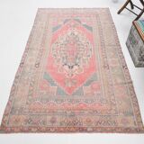 4x7 Red Navy Blue Handmade Turkish Rug, 132x228Cm SK 20526