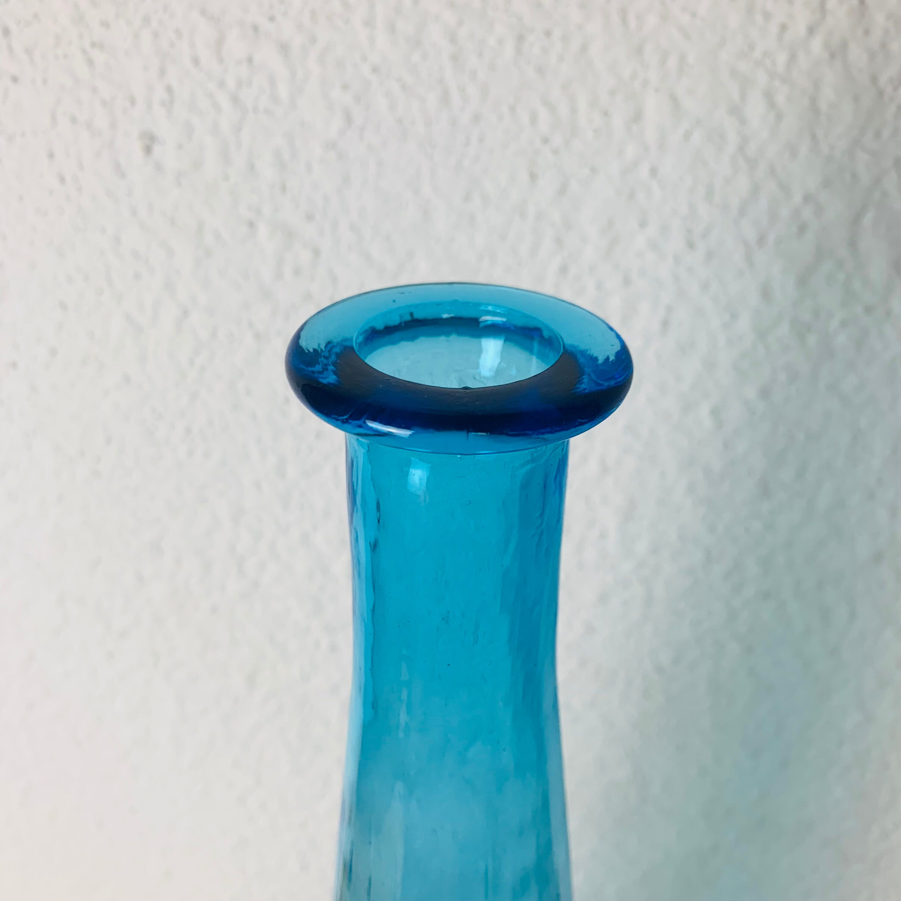 2 Italian Empoli decanters 66 cm mouth-blown glass