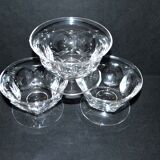Set of 3 old champagne glasses in cut crystal with flat ribs Saint Louis? Béarn Talleyrand