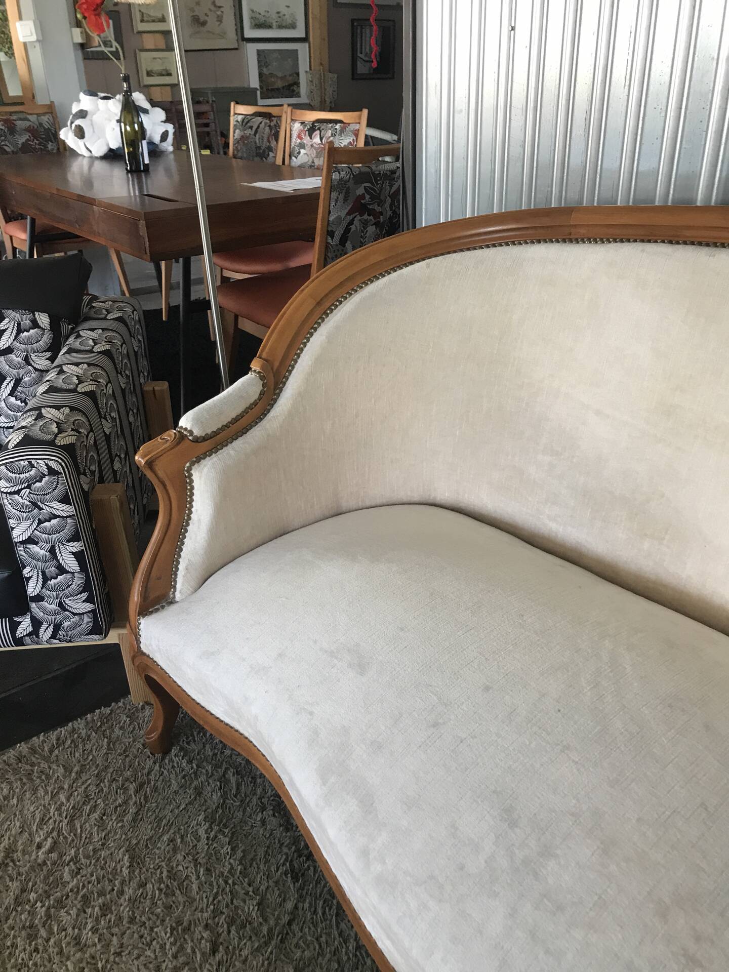 Louis XV style three-seater basket sofa