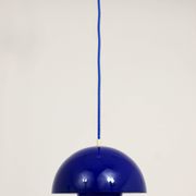 Blue enamelled suspension flowerpot by Verner Panton for Louis Poulsen, Denmark, 1969.