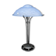 Lampe en fer forgé et abat-jour en verre bleu aux clématites, France, Art Déco, circa 1920
