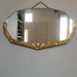 Golden Art Deco beveled mirror 65x38cm